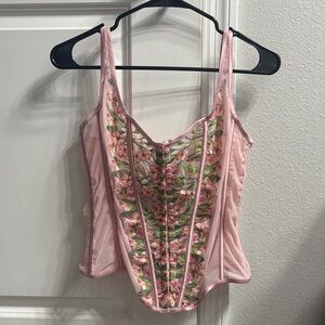 Victoria Secret Pink Floral Embroidered Corset Top
